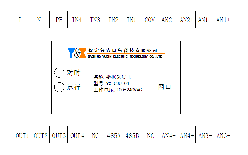 04导轨型数据采集单元端子图